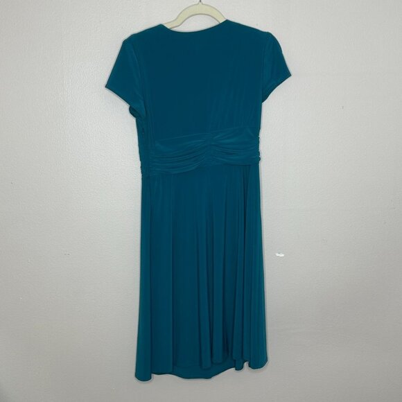 COLDWATER CREEK Teal Green Jersey Dress with Waist Ruching 8P - Picture 8 of 10